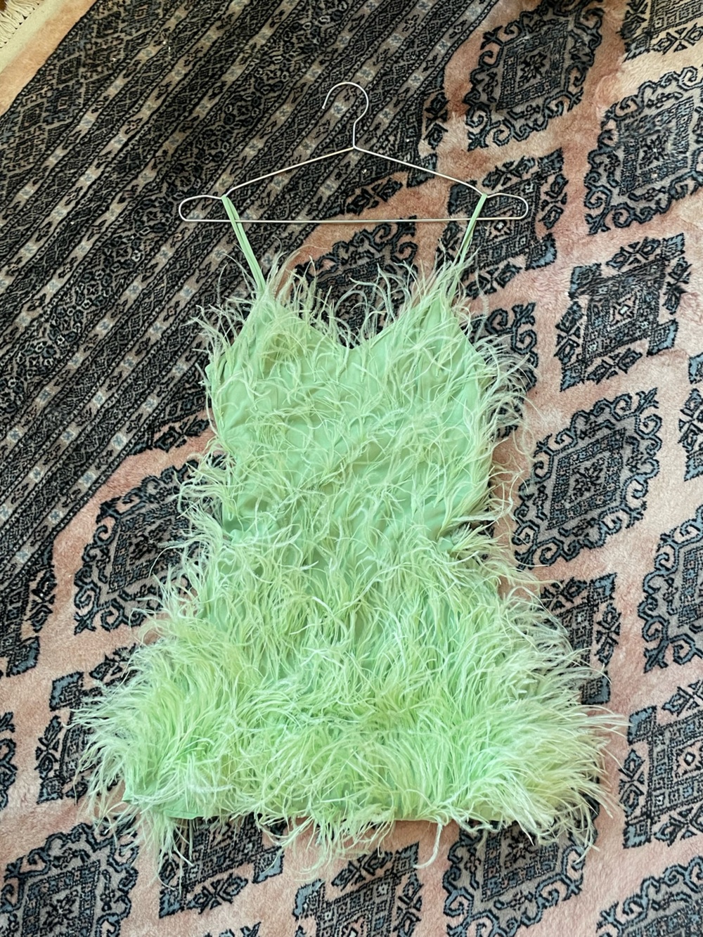 Cult Gaia Zariah Green Ostrich Feather Mini Dress